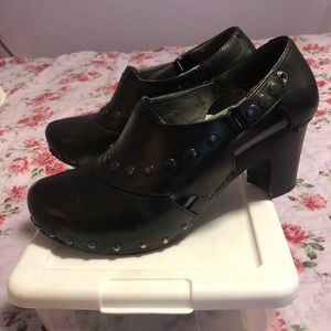 Dansko black wooden clogs with studs design